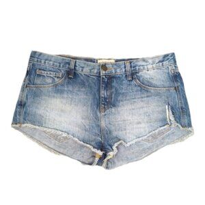 Zara Z1975 Denim Shorts High Rise Micro Distressed Ripped Jean Cut Off